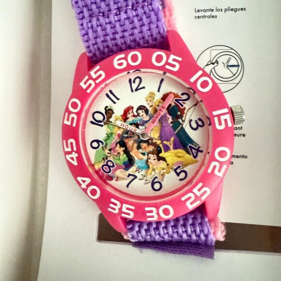 NWT - Disney Princess Kids' Plastic Time Teacher Analog Quartz Nylon Strap Watch - Picture 2 of 14